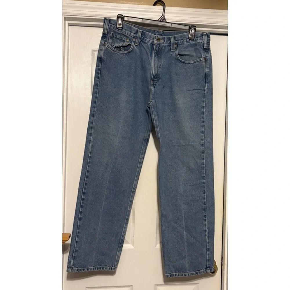 Men's Carhartt Jeans, Medium Wash Denim, Men's Jeans Size 38x32, 38 waist pants